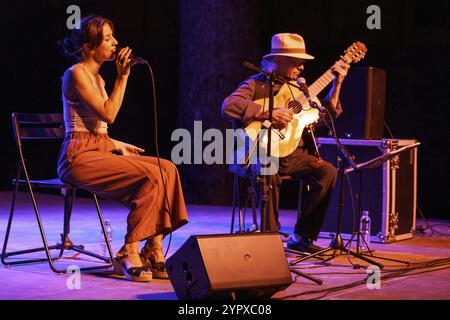 Toti Soler und Gemma Humet, Jardi de la Casa Llorenc Villalonga, Binissalem, Mallorca, Balearen, Spanien, Europa Stockfoto