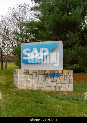 SAP-Unterschrift an der SAP America-Zentrale in Newtown Square, PA, USA Stockfoto