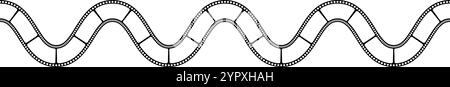 Leere wellige Filmstreifenvorlage. Gewelltes Kameraband isoliert auf weißem Hintergrund. Storyboard-Layout. Geschwungener Rahmen zur Erstellung von Fotocollagen. Vektorgrafik. Stock Vektor