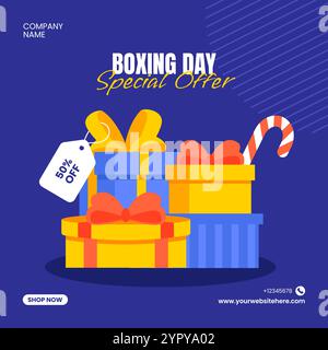 Illustration zum Boxing Day-Angebot mit handgezeichneter Hintergrundvorlage Stock Vektor