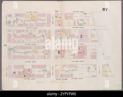 Karte begrenzt durch East 26th Street, East River, East 22nd Street, Second Avenue, Plate 67 1857 - 1862 von Perris, William Stockfoto