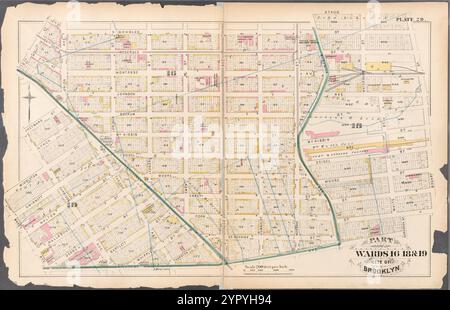 Platte 28: Begrenzt durch S. Scholes Street, Bogart Street, Cook Street, Evergreen Street, Flushing Avenue, Marcy Avenue, Middleton Street, Harrison Avenue, Heyward Street, Broadway, 12th Street und S. 3rd Street 1880 Stockfoto