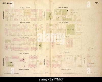 Karte begrenzt durch East 26th Street, Avenue A, East 22nd Street, Second Avenue, Plate 75 1854 von Perris, William Stockfoto