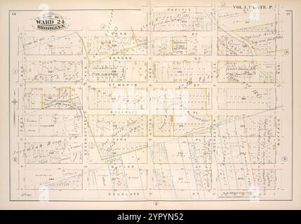 Karte gebunden durch Dean St., Pacific St., Buffalo Ave., Douglass St., Troy Ave.; Einschließlich Bergen St., St. Marks St., Prospect Pl., Park Pl., Butler St., Schenectady Ave., Utica Ave., Rochester Ave., Vol. 1. Platte, S. 1880 Stockfoto