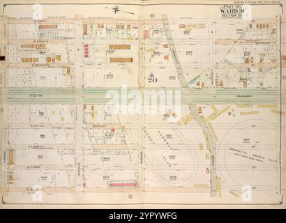 Brooklyn, Vol. 7, Double Page Plate No. 12; Part of Ward 31, Section 20; [Map Bounded by E. 9th St., Avenue S; including E. 2nd St., Avenue O] 1907 by E.B. Hyde & Co. Stockfoto