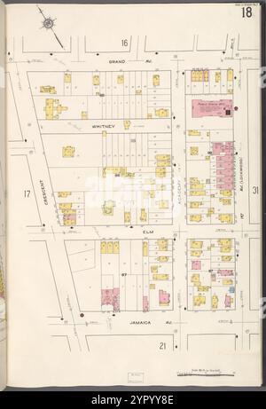 Queens V. 2, Plate No. 18 [Karte begrenzt durch Grand Ave., 1st Ave., Jamaica Ave., Crescent] 1884 - 1936 Stockfoto