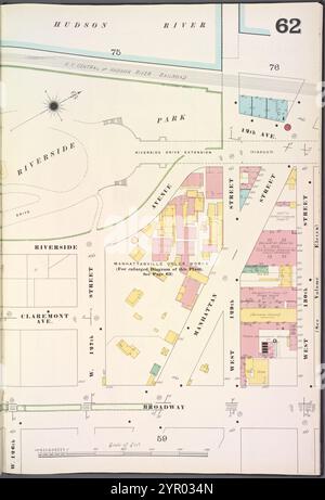 Manhattan, V. 7, Plate No. 62 [Map Bounded by Hudson River, W. 130th St., Broadway, W. 126th St.] 1902 Stockfoto