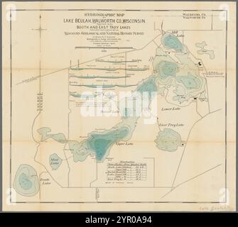 Hydrographische Karte von Lake Beulah, Walworth Co., Wisconsin : Together with Booth and East Troy Lakes 1898 von Birge, E. A. (Edward Asahel), 1851-1950 Stockfoto