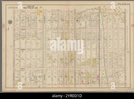 Begrenzt durch Avenue M., Coney Island Avenue, Elm Avenue, Bay Avenue, Cedar Avenue, Ocean Avenue, Avenue Q. und Gravesend Avenue, Plate 24 1907 by Bromley, George Washington Stockfoto