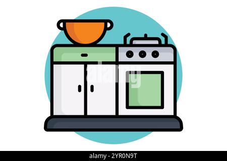 Küchensymbol. Symbolstil für farbige Umrisse. Symbol zum Kochen. Verpflegung Elemente Vektor-Illustration Stock Vektor