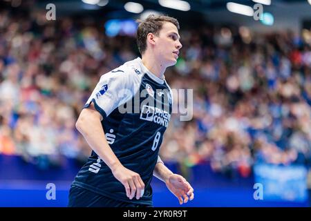 Frederik Simak (TBV Lemgo Lippe, #08) GER, TBV Lemgo Lippe vs. TSV Hannover-Burgdorf, Handball, 1. Bundesliga, 12. Spieltag, Spielzeit 2024/2025, 01.12.2024 Foto: Eibner-Pressefoto/Jan Rollinger Stockfoto