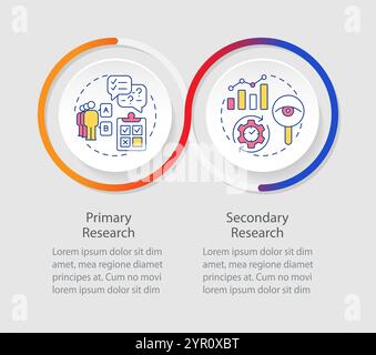 Verschiedene Marktforschungstypen Infografiken Kreise Sequenz Stock Vektor