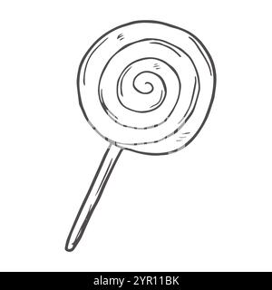 Skizzieren Sie Simple Lollipop Candy Stick Doodle Stock Vektor