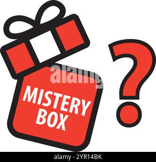 Mystery Box. Verpackung für Konzeptdesign. Überraschungsgeschenk. Verpackungsdesign. Hilfesymbol. Fragezeichen. Vektorgrafik. Stock Vektor