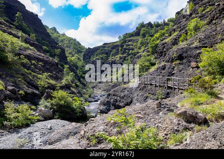 Landschaft mit Sedimentgesteinen in den Schluchten des Garagassa Valley bei Rossiglione in der Provinz Genua, Italien Stockfoto