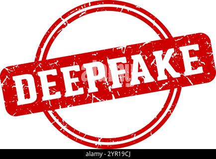 Runder Tiefenstempel isoliert auf transparentem Hintergrund. Deepfake-Stempel Stock Vektor