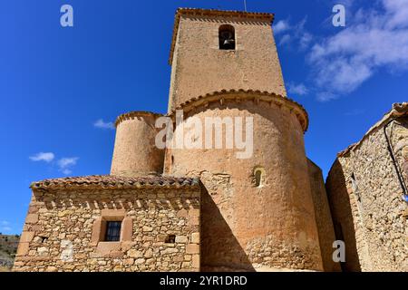 Caracena, Kirche San Pedro (romanisch, 12. Jahrhundert). Soria, Castilla y León, Spanien. Stockfoto