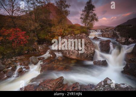 Glen Etive Mor Wasserfall im Glencoe Valley, Schottland Stockfoto