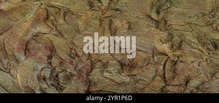 Glänzende Bronze-Textur von Malstrichen mit abstrakten Mustern und mehrfarbigen Farbtönen Stockfoto