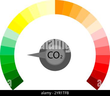 Indikatorwert Emission, Rate und Score Label, Luftverschmutzung, Index des Messwerts, Kohlenstoff- und Kontrollbewertung, Vektorillustration Stock Vektor