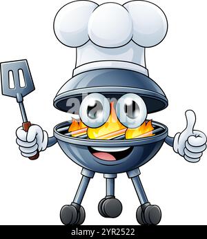 Barbecue Chef Cartoon Mascot Holzkohle Barbecue Person Stock Vektor