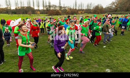 Mental Elf festlicher Wohltätigkeitslauf für South and Central Essex Mind, Belfairs Woods, Leigh-on-Sea © Clarissa Debenham (filmfreie Fotografie) / Alamy Stockfoto