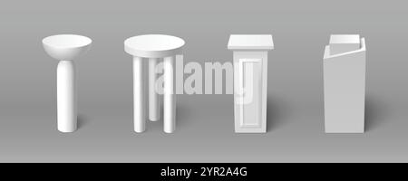 3D-Podium der weißen Säule. Würfelspaltenbasis für die Produktanzeige. Leerer Podest für Museumsausstellung oder Galeriepräsentation. Leer e Stock Vektor