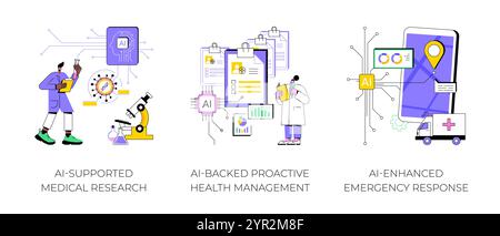 KI im Gesundheitsmanagement abstrakte Konzeptvektorillustrationen. Stock Vektor