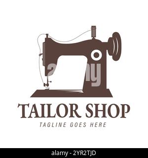 Vintage Einfache Silhouette Nähmaschine Vektor Logo Design Illustration Stock Vektor