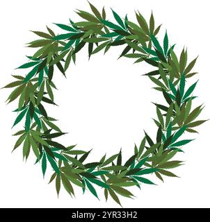 Kranz aus Hanfblättern. Stock Vektor