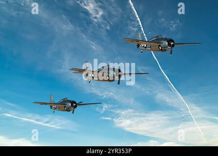 1940er Jahre US Navy Grumman F4F Wildcat auf Patrouille Stockfoto