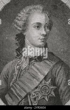 Wilhelm V. (1748-1806). Prinz von Orange. Statthalter der Niederländischen Republik (1751-1795). Hochformat. Gravur. "Geschichte der Französischen Revolution". Band I, Teil 2, 1879. Stockfoto