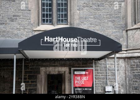 Schild mit dem Hart House Theatre an der University of Toronto in der Innenstadt von Toronto, Ontario, Kanada Stockfoto