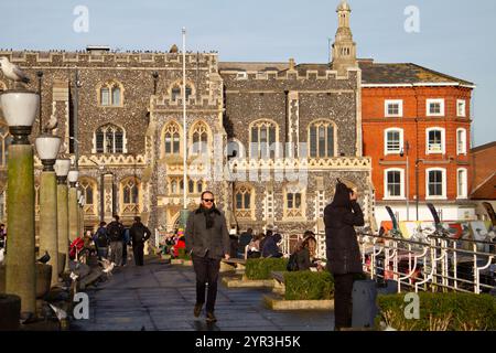 Die Gildenhalle, Norwich an einem Winternachmittag Stockfoto