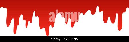 Blut tropft im Hintergrund und spritzt flüssige Flecken. Spritzer und Tropfen bilden sich. Abbildung des flachen Vektors isoliert Stock Vektor