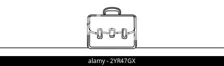 Minimalistische Darstellung einer Geschäftsaktentasche, gezeichnet mit einer einzigen durchgehenden Linie. Vektorabbildung. Stock Vektor