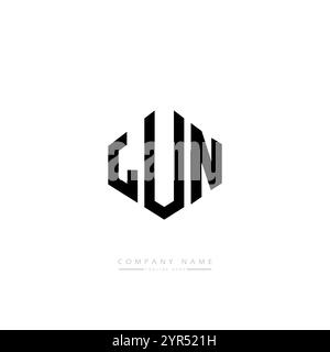 LUN-Letter-Logo mit Polygonform. LUN-Polygon- und würfelförmiges Logo. LUN-Hexagon-Vektor-Logo-Vorlage weiß und schwarz. LUN monogr Stock Vektor