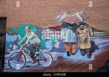 Wandbild mit dem frühen Leben in Chinatown am Grange Place in der Innenstadt von Toronto, Ontario, Kanada Stockfoto