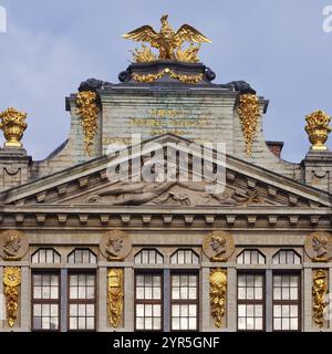 Barockfassade des Gildenhauses La Louve, Gilde der Bogenschützen von St. Sebastian, Grand-Place, Grote Markt, Brüssel, Belgien, Europa Stockfoto