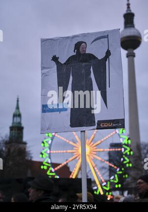 Deutschland, Berlin, 29. November 2024, trauermarsch der Kulturszene, Demonstration gegen kulturelle Demontage, Grim Reaper, Europa Stockfoto