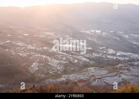 Yuanyang Reisterrasse von Bada in der Provinz Yunnan, China. Hintergrund Stockfoto