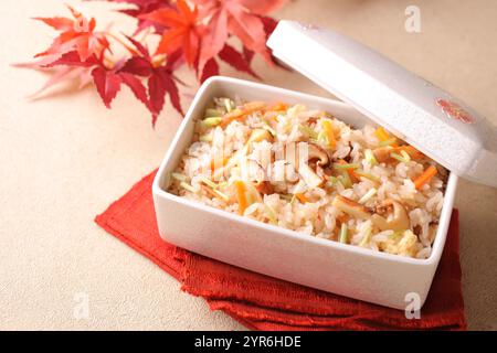 Matsutake Pilze Reis Stockfoto