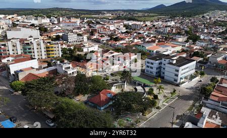 salvador, bahia, brasilien - 24. juli 2024: Aus der Vogelperspektive auf Wohnhäuser im Stadtzentrum von Salvador. Stockfoto