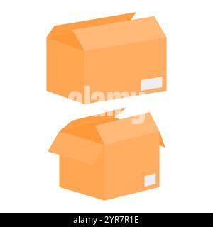 Leerer Offener Versandkarton Vektor. Symbol Für Versandkarton. Stock Vektor