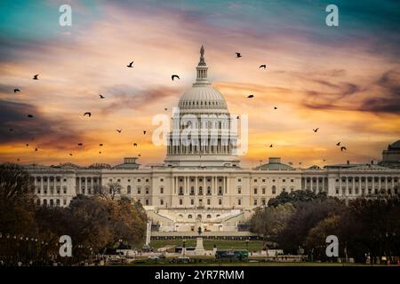 Das ist die Stimmung über die USA S Kapitolgebäude während der Lame Entensitzung der Biden-Administration Stockfoto