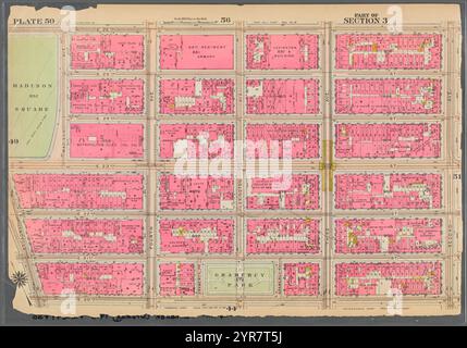 Begrenzt durch E. 26th Street, Second Avenue, E. 20th Street, Broadway und Madison Avenue, Platte 50 1916 Stockfoto