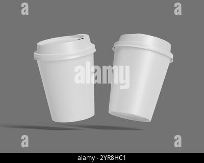 Vorderansicht 3D-Rendermodell für weiße leere Kaffeetasse Stockfoto