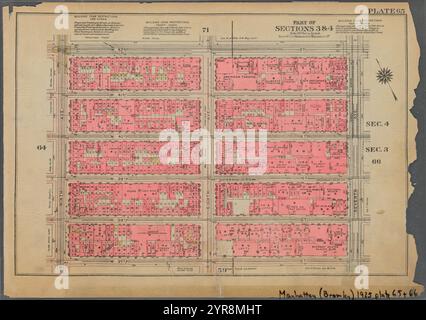 Begrenzt durch W. 42nd Street, Seventh Avenue, W. 37th Street und Ninth Avenue, Plate 65, Teil der Abschnitte 3 & 4 1925 Stockfoto