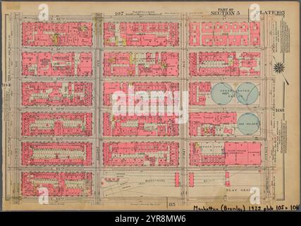 Begrenzt durch E. 65th Street, Avenue A, E. 59th Street und Third Avenue, Plate 105, Teil von Section 5 1925 Stockfoto