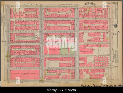 Begrenzt durch E. 71st Street, Avenue A, E. 65th Street und Third Avenue, Plate 107, Teil von Section 5 1925 Stockfoto